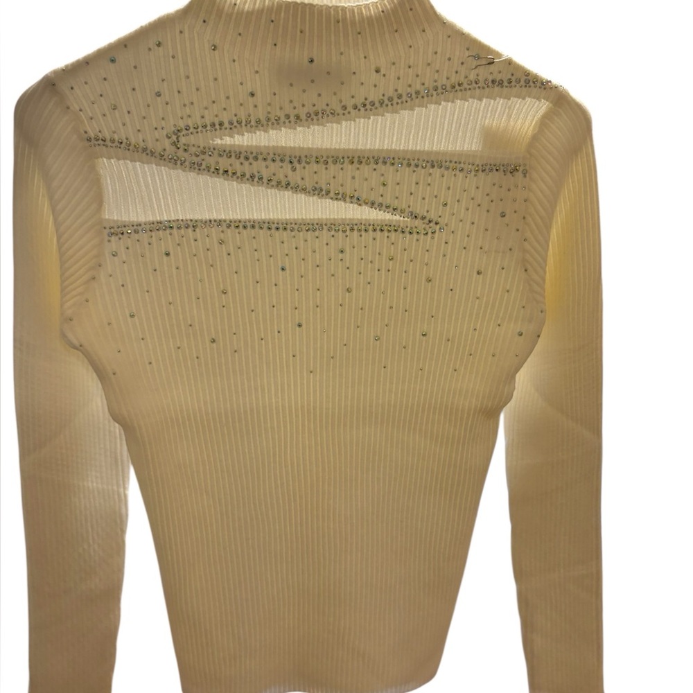 Embellished Cream Turtleneck Sweater